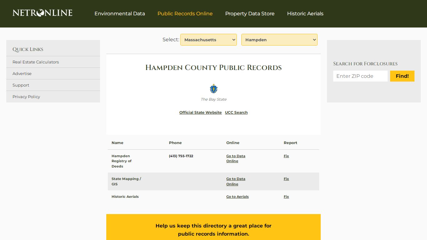 Hampden County Public Records - NETROnline.com